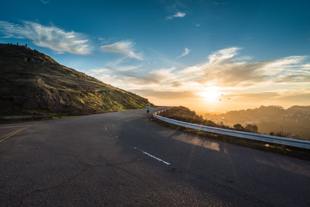 winding road with sun shining (2)