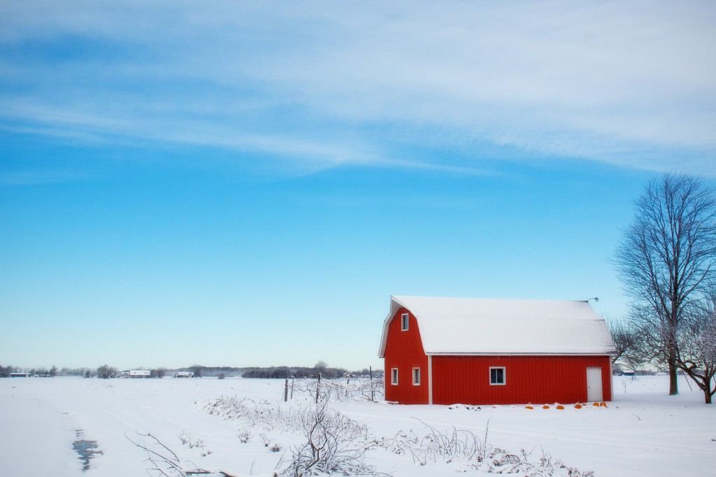 barn in winter