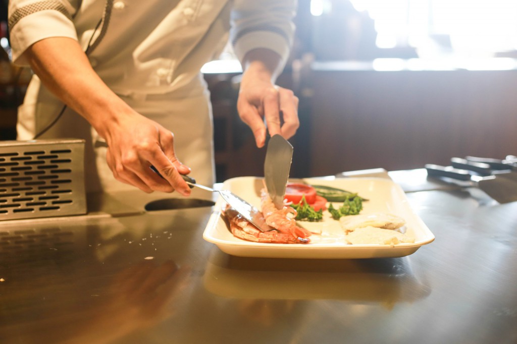 cooking in kitchen